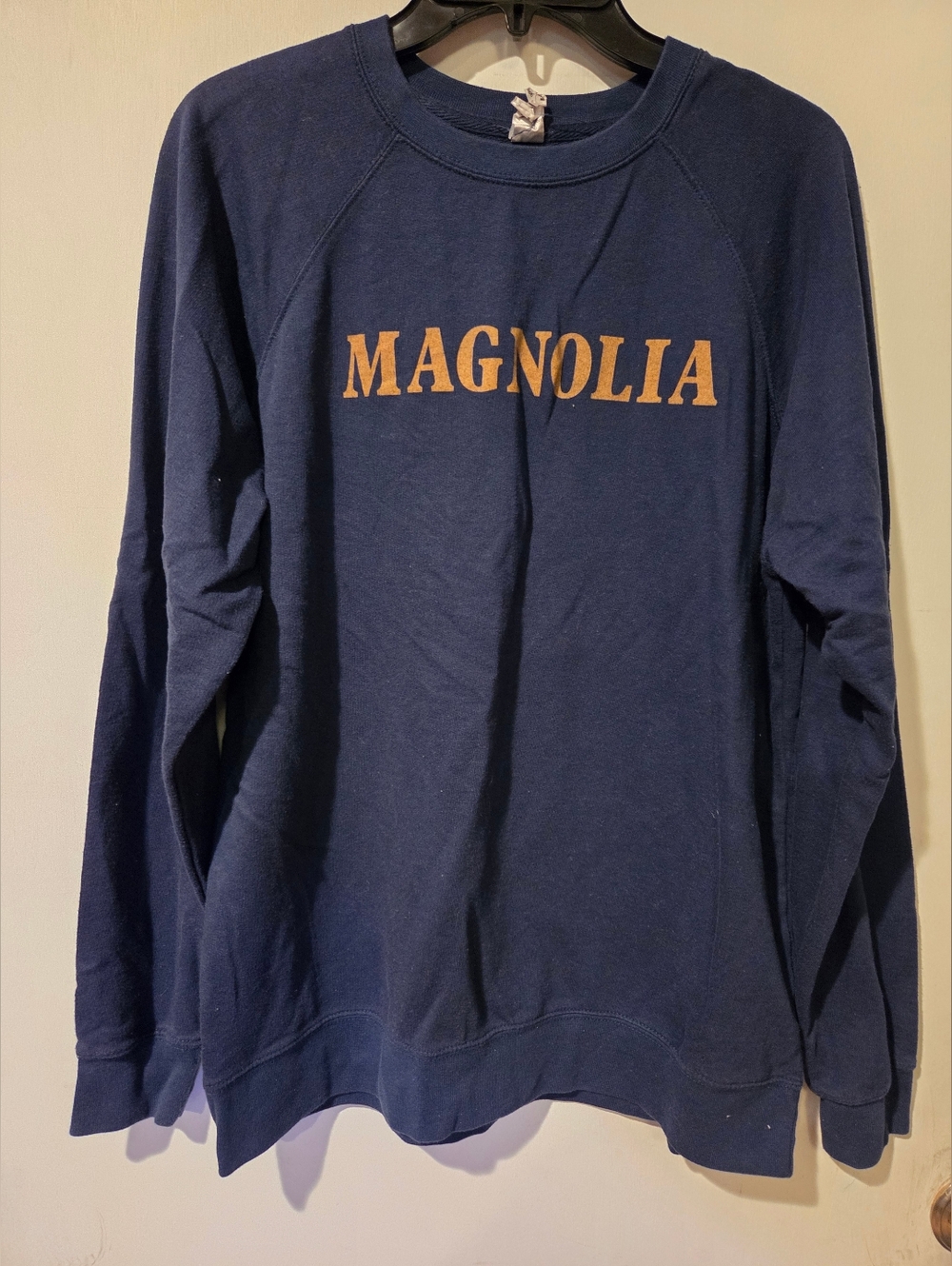 Magnolia Navy Crewneck Sweatshirt with Gold Text Size Large